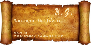 Maninger Gellén névjegykártya